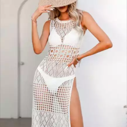 Bubbly Crochet Swim Cover-Up Dress