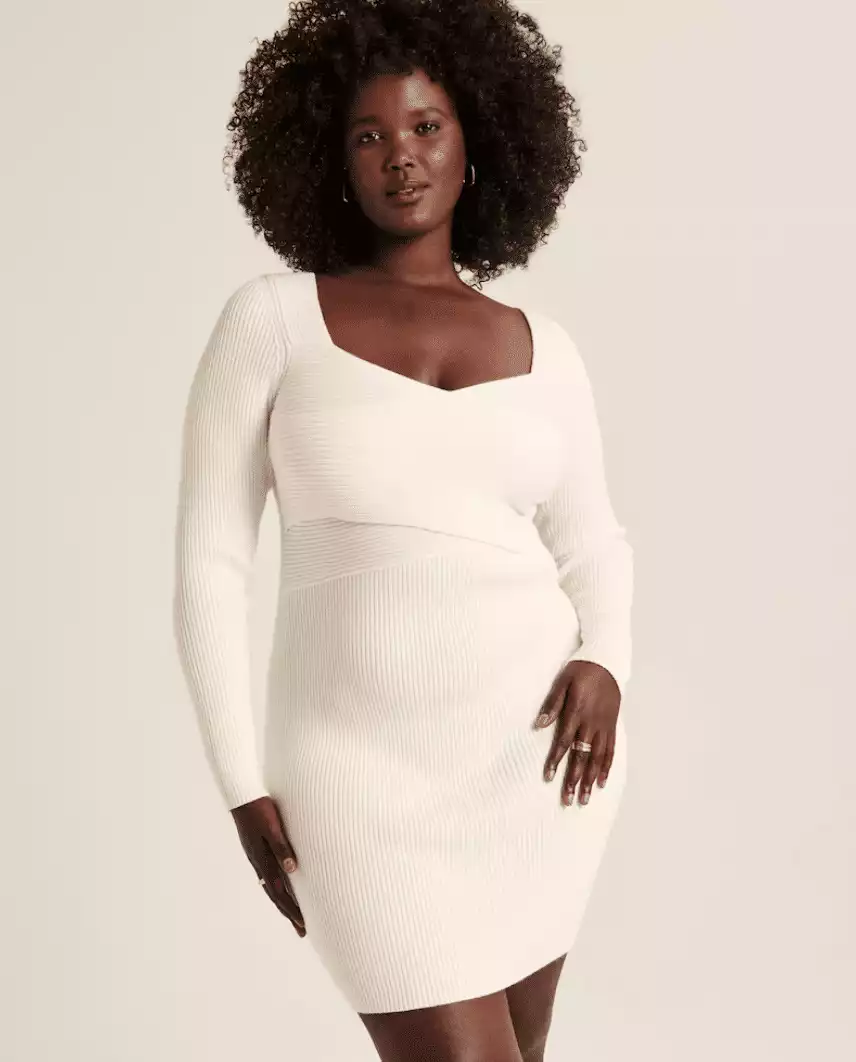 Abercrombie Women’s Long-Sleeve Wrap-Front Mini Sweater Dress