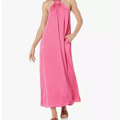Pink Halter Neck Maxi Dress