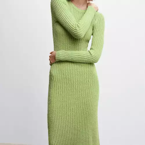 Green Ribbed Dress