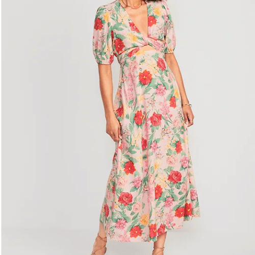 Linen Floral Dress