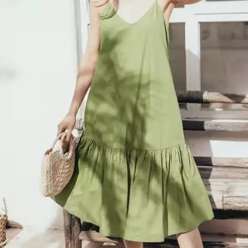 Ada Green Pull Over A-Shape Dress