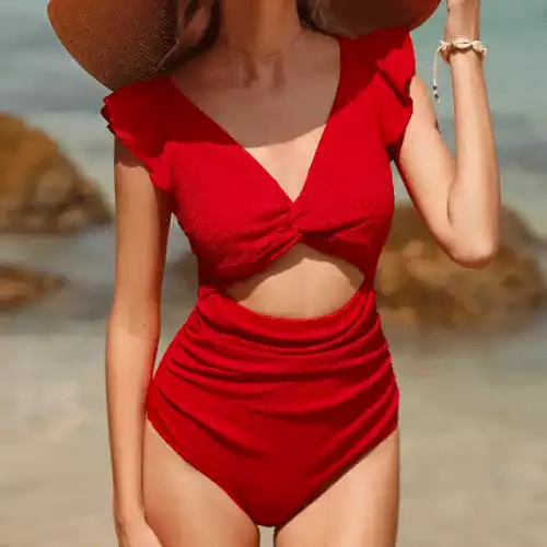 Twist-Front One Piece Swimsuit