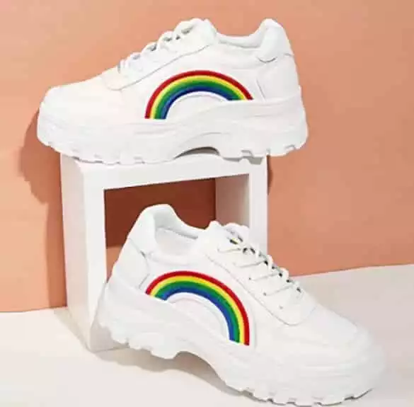 Rainbow Platform Lace-Up Sneakers