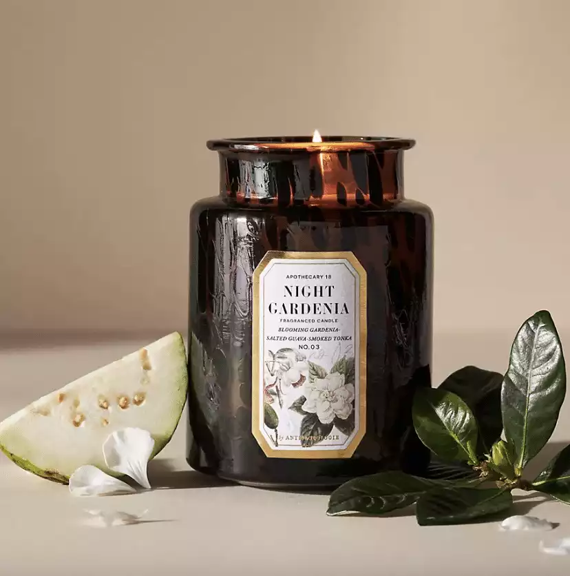 Apothecary 18 Floral Night Gardenia Glass Jar Candle