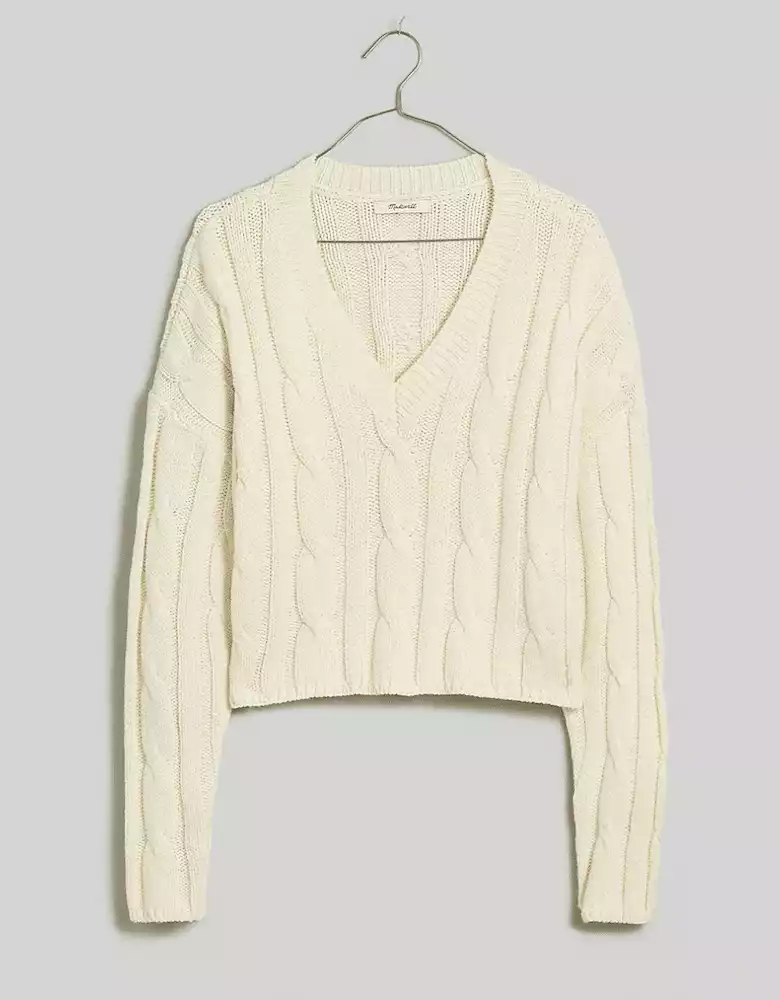 Chunky White Knit Sweater