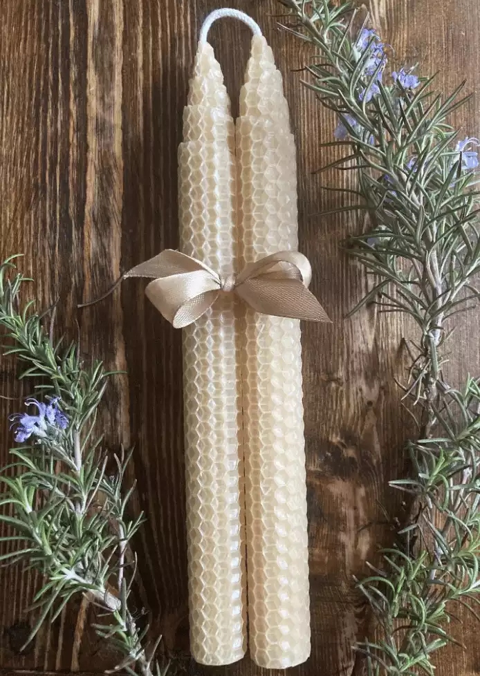 Natural Beeswax Taper Candles