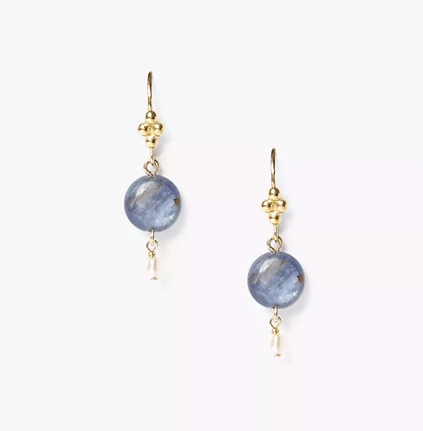 Kyanite and Pearl Drop Earrings