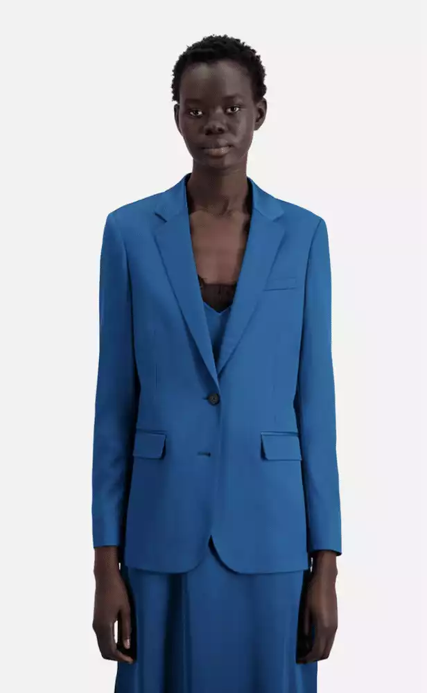 The Kooples Blue Satin Suit Blazer