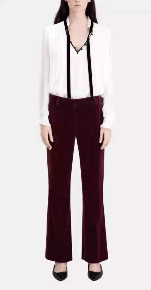 The Kooples Burgundy Velvet Suit Pants