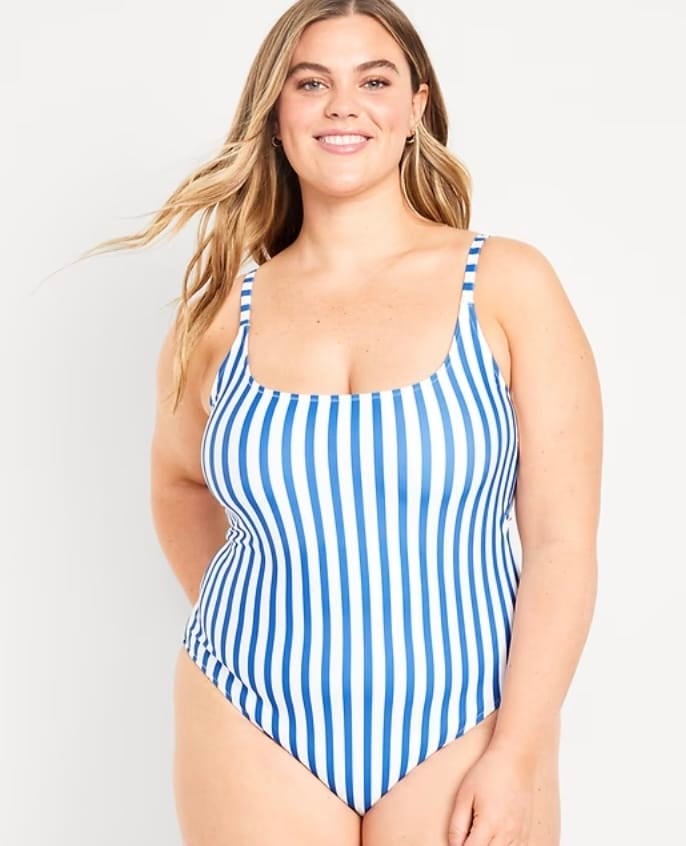 Blue Striped One-Piece Swimsuit