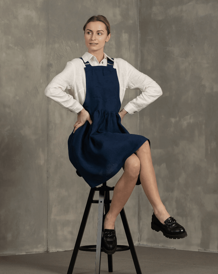 Classic 100% Linen Pinafore Dress