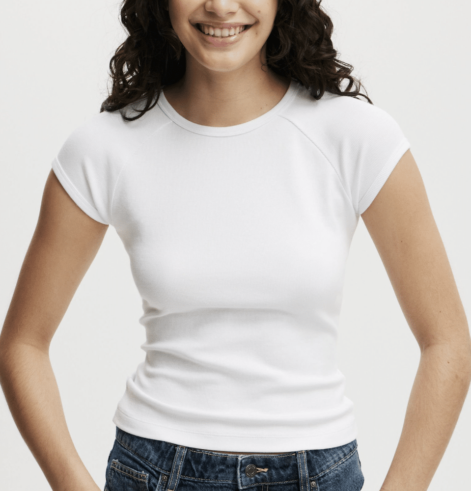 Cotton On Essential Rib Raglan Cap Sleeve Top