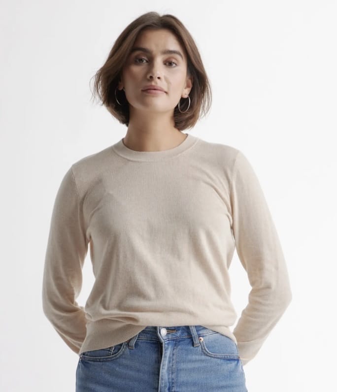 Quince Lightweight Cotton Cashmere Crew Sweater