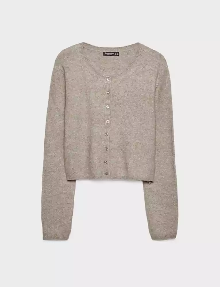 Stradivarius Soft-Touch Knit Cardigan With Buttons