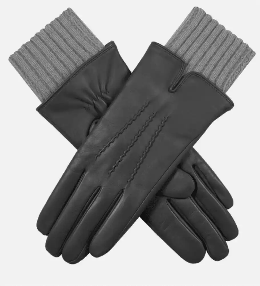 Wool Blend-Lined Leather Gloves