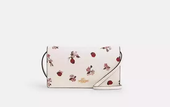 Anna Foldover Clutch Crossbody With Ladybug Floral Print