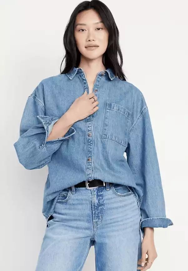 Old Navy Boyfriend Button-Down Jean Tunic: