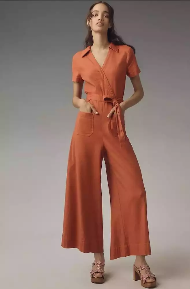 The Colette Wrap Jumpsuit by Maeve: Linen Edition