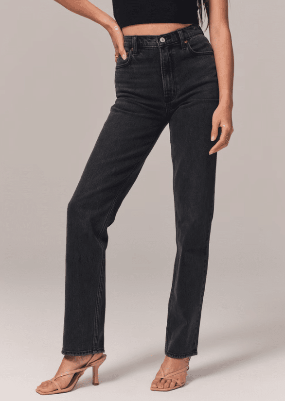 Abercrombie Black Ultra High Rise 90s Straight Jean