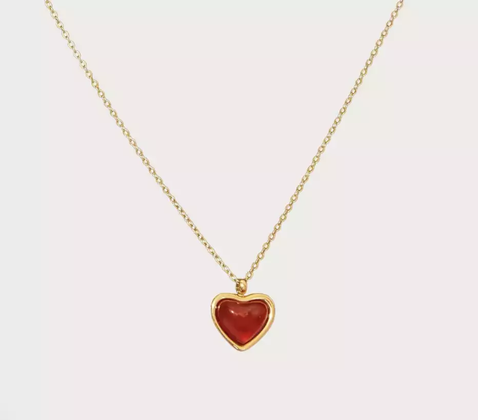 Carnelian Stone Heart Necklace