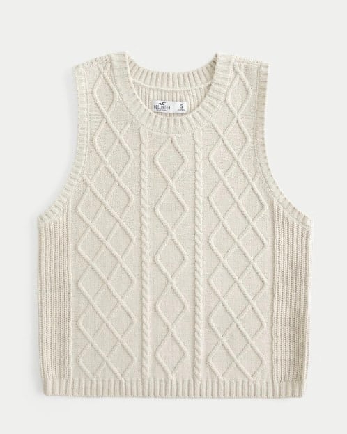 Hollister Cable-Knit Crew Sweater Vest