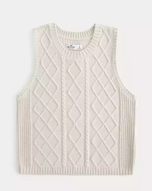 Hollister Cable-Knit Crew Sweater Vest