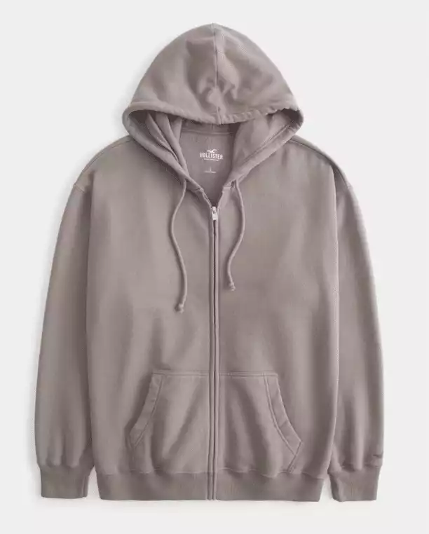 Hollister Feel Good Fleece Oversized Zip Up Hoodie