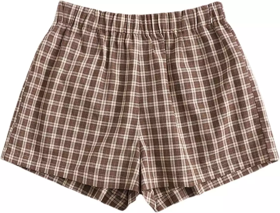 MakeMeChic Plaid Boxer Shorts