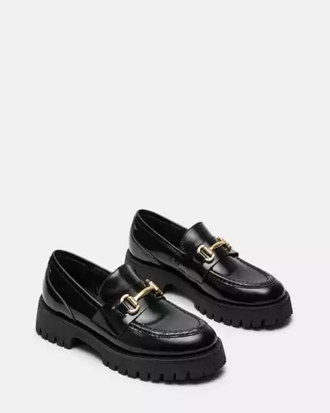 Steve Madden Lando Black Learther Loafers