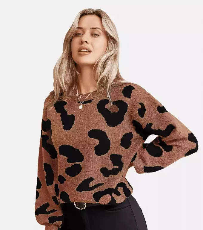 Cupshe Leopard Print Drop Sleeve Sweate