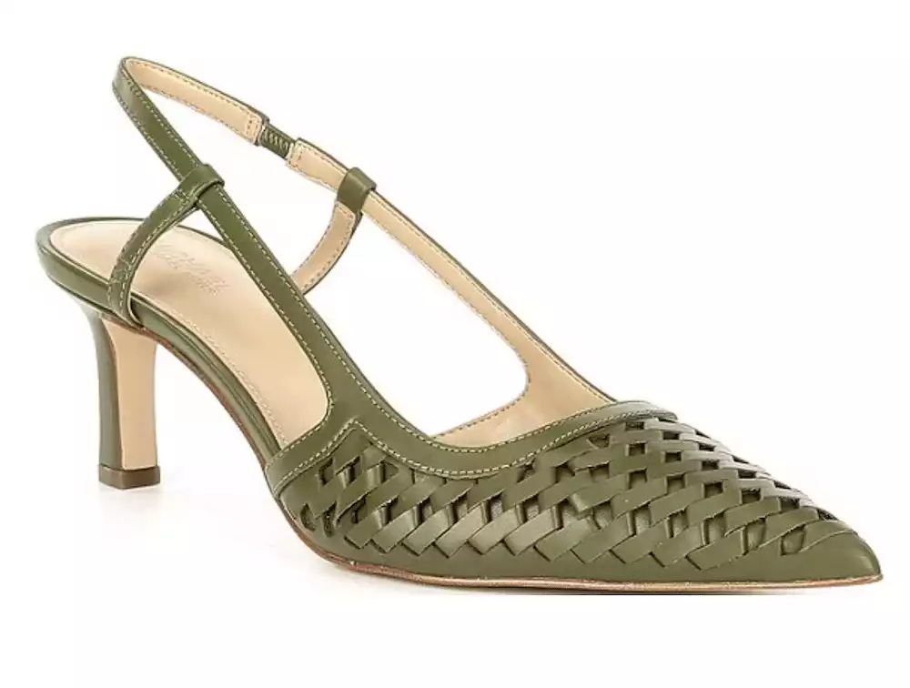 Michael Kors Alora Woven Leather Slingback Pump