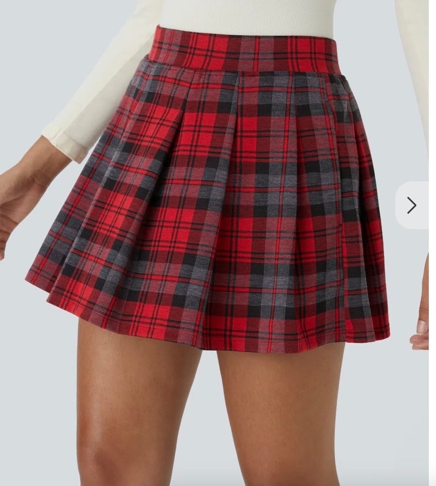 Plaid Pleated Mini Casual Skirt