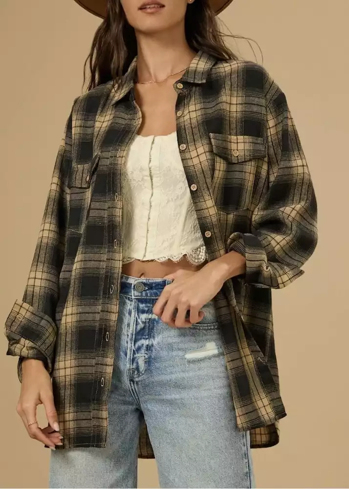 Presley Plaid Button Down Top