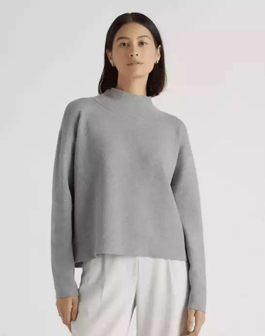 Quince Eco-Knit Milano Stitch Mock Neck Pullover