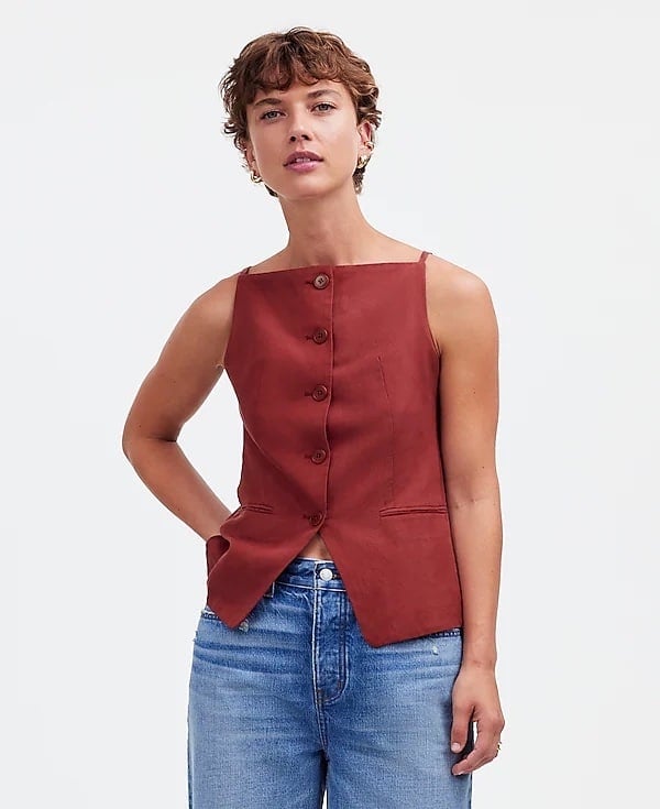 Madewell Square-Neck Vest in Drapey Twill