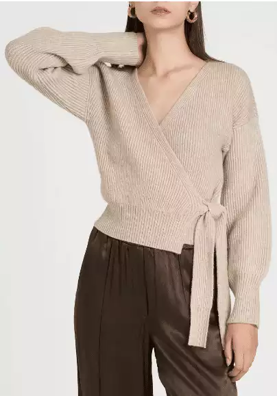 Terri Bouclé Rib Wrap Sweater